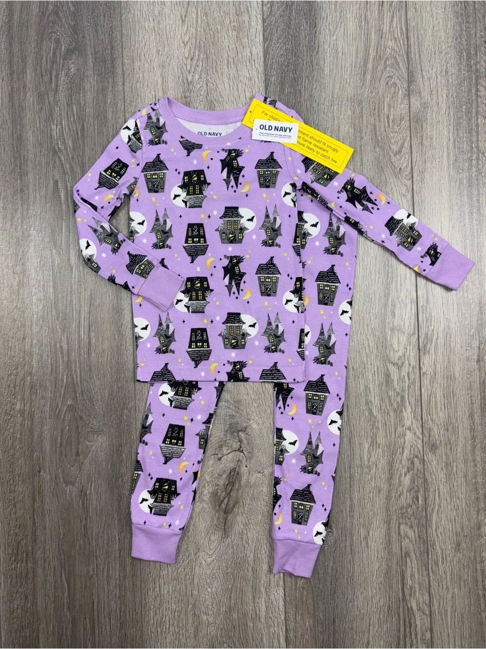 Old Navy Haunted House Pajama Set 3T Purple